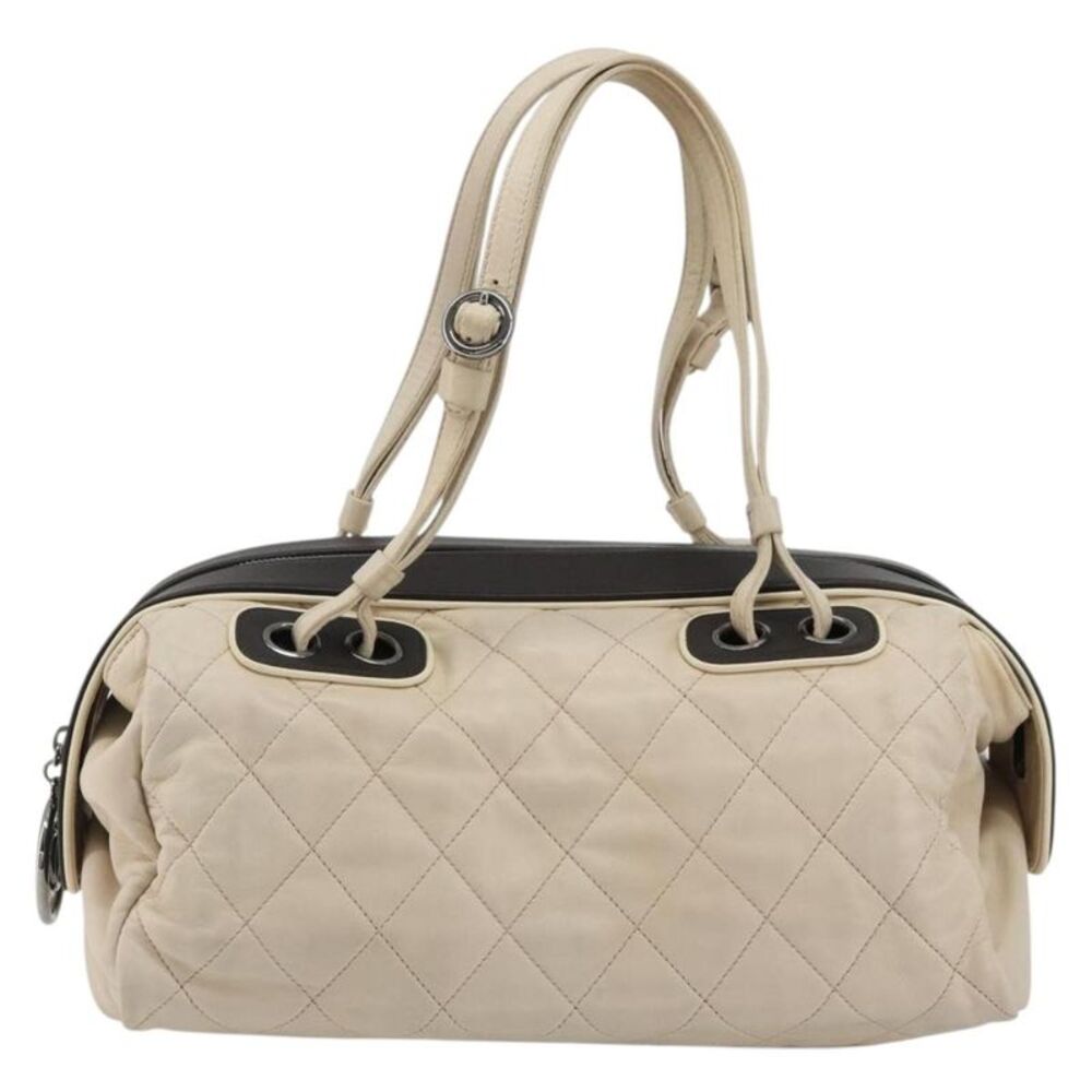 Chanel Sport Line Bowler Quilted Leather Beige Leather Handbag